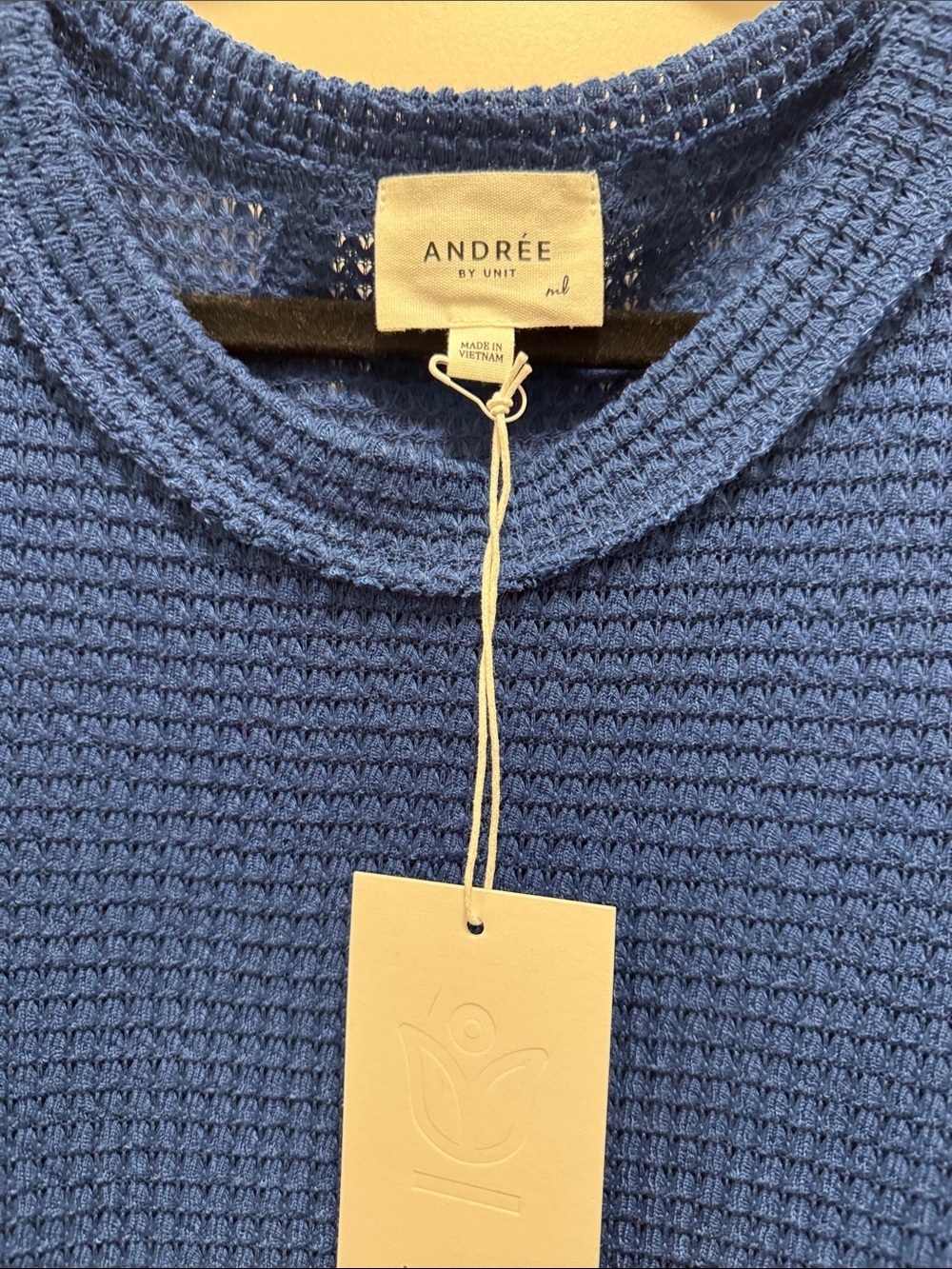 🆕 ANDREE BY UNIT Blue Textured Short Sleeve Tunic Top. M/L. NWT!🔥 - Picture 2 of 4